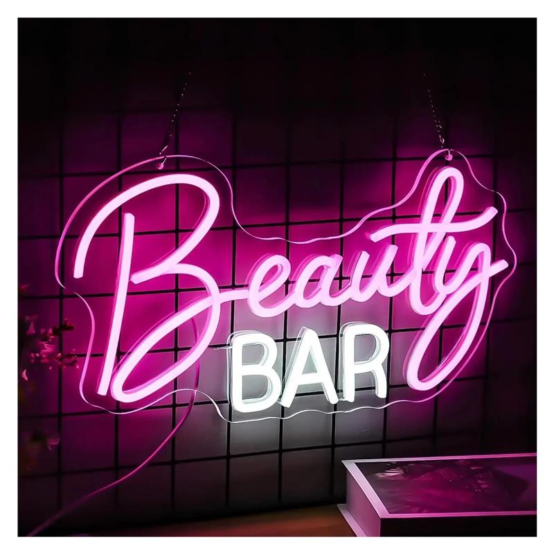 Beauty Makeup Wallpaper - ป้ายไฟนีออนบิวตี้บาร์ ไฟหรี่แสงได้ สำหรับตกแต่งผนัง ใช้พลังงานจาก USB สำหรับห้องแต่งหน้า