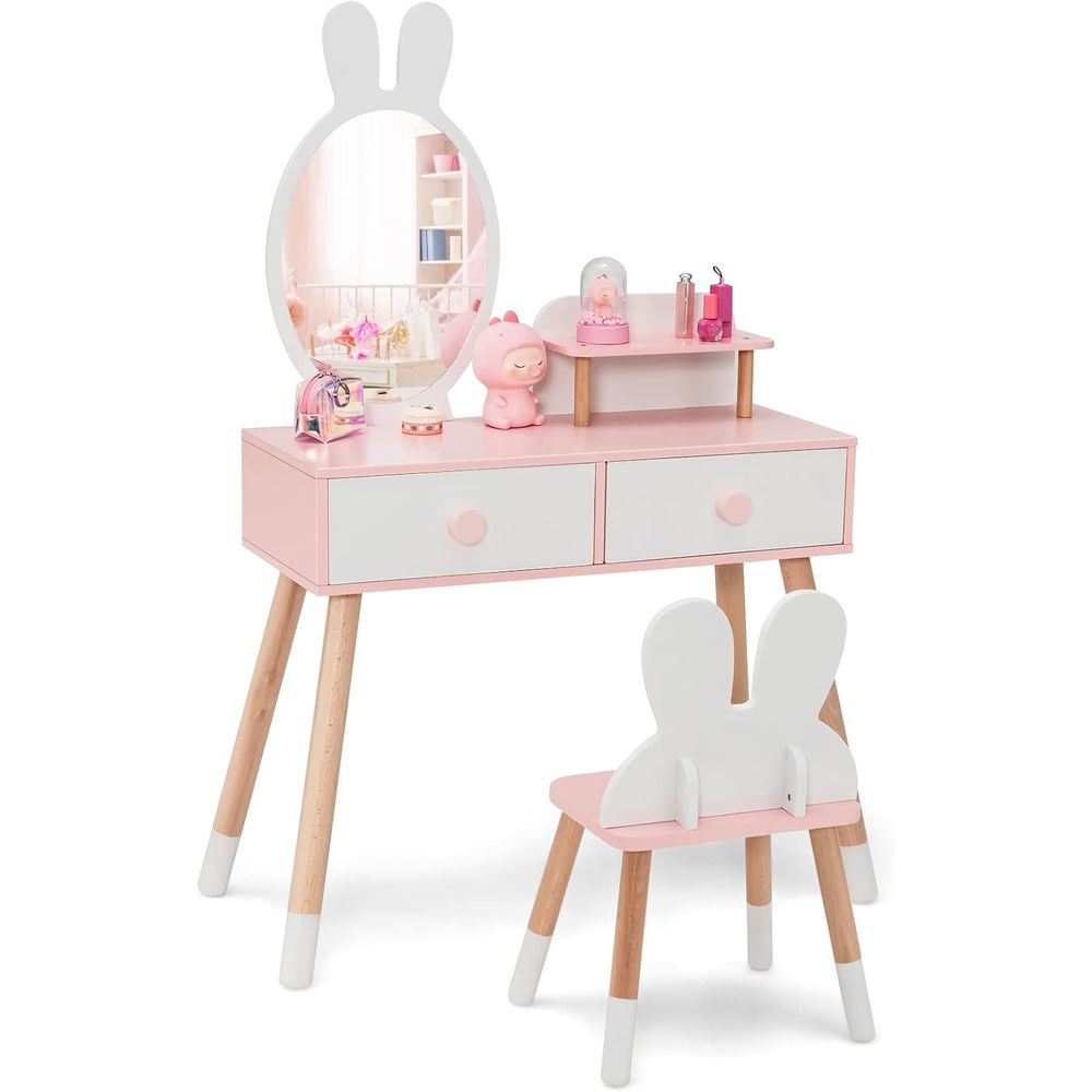 Beauty Makeup Vanity Set - โต๊ะเครื่องแป้งเด็ก EY รุ่น Rabbit Themed พร้อมเก้าอี้
