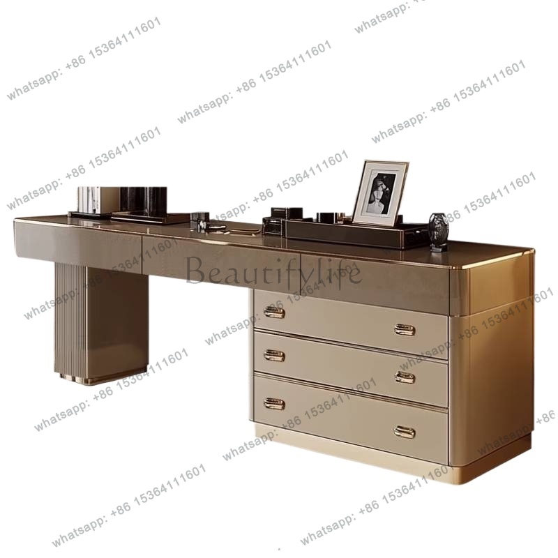 Beauty Makeup Vanity Set - โต๊ะเครื่องแป้งไม้ครบชุด สไตล์นอร์ดิก สวยงาม หรูหรา พร้อมลิ้นชักจัดระเบียบ สำหรับแต่งหน้า