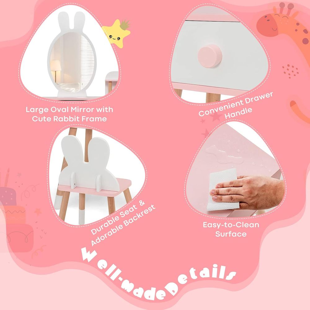 โต๊ะเครื่องแป้งเด็ก EY Kids ลา - Beauty Makeup Vanity Set บทวิจารณ์และราคา